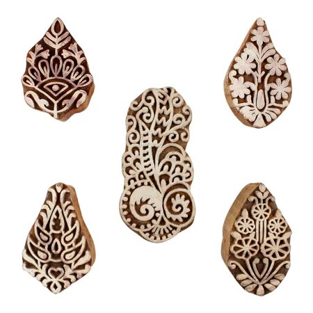 Set of 5 Piece New Mix Wooden Printing Blocks